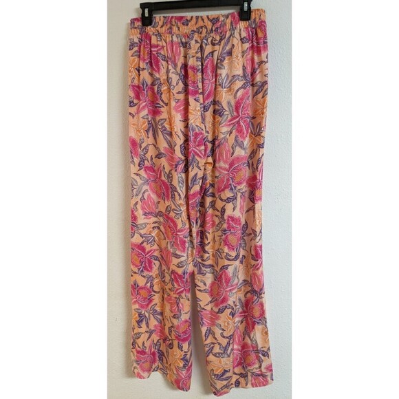 Women's OLD NAVY Floral Print High Waisted Wide Leg Playa Pants Medium Tall - Picture 7 of 10